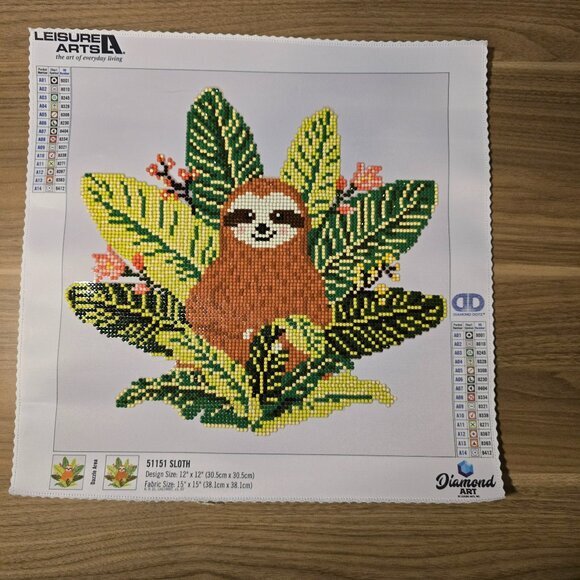 Completed Sloth Diamond Dotz art 12" x 12"‎ FUN! - Picture 1 of 6